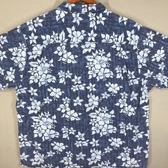Vintage OP Ocean Pacific Sport Shirt Men's 2XL Blue Floral Hawaiian Button Down - Picture 5 of 8